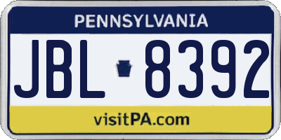 PA license plate JBL8392