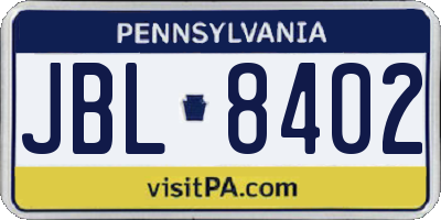 PA license plate JBL8402