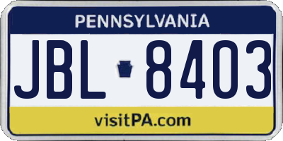 PA license plate JBL8403