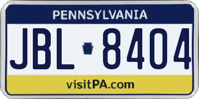 PA license plate JBL8404