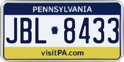 PA license plate JBL8433