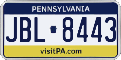 PA license plate JBL8443