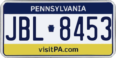 PA license plate JBL8453