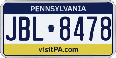 PA license plate JBL8478