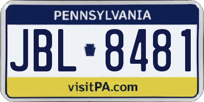 PA license plate JBL8481