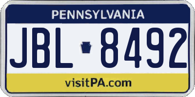 PA license plate JBL8492