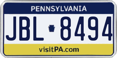 PA license plate JBL8494