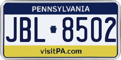 PA license plate JBL8502