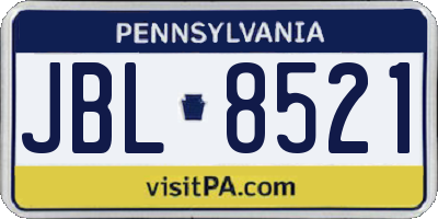 PA license plate JBL8521