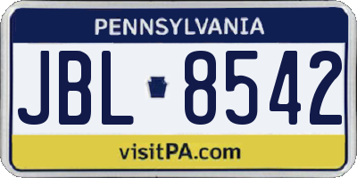 PA license plate JBL8542