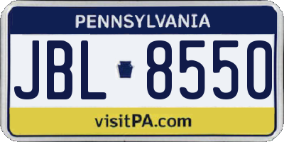 PA license plate JBL8550
