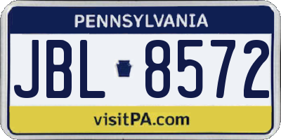 PA license plate JBL8572