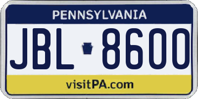 PA license plate JBL8600