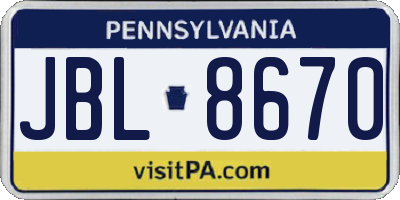 PA license plate JBL8670