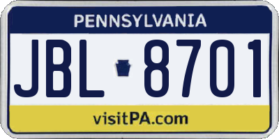 PA license plate JBL8701