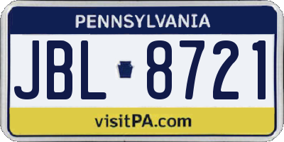 PA license plate JBL8721