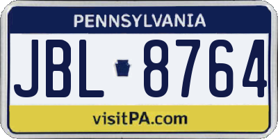 PA license plate JBL8764