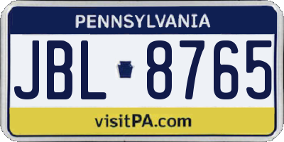 PA license plate JBL8765