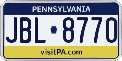 PA license plate JBL8770