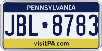 PA license plate JBL8783