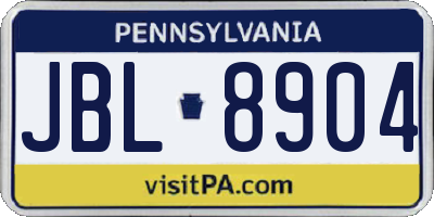 PA license plate JBL8904