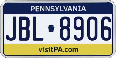 PA license plate JBL8906