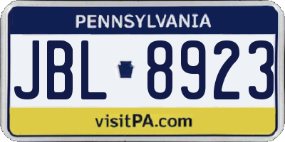 PA license plate JBL8923