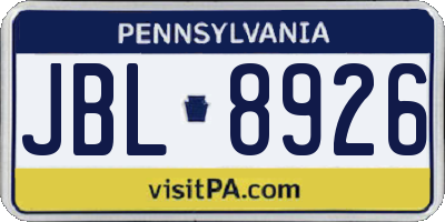 PA license plate JBL8926