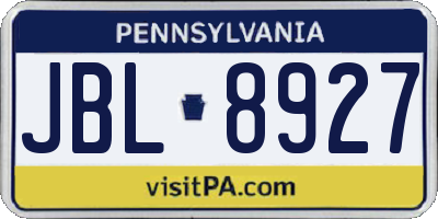 PA license plate JBL8927