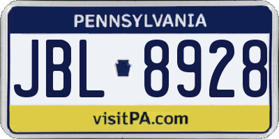 PA license plate JBL8928
