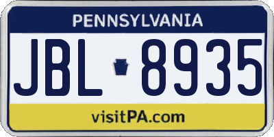 PA license plate JBL8935