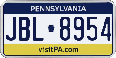 PA license plate JBL8954