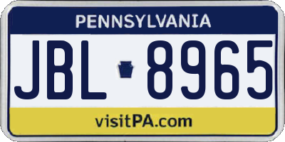 PA license plate JBL8965
