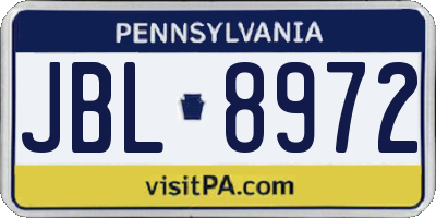 PA license plate JBL8972