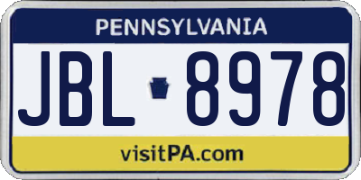 PA license plate JBL8978