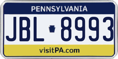 PA license plate JBL8993