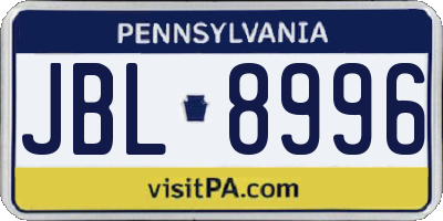 PA license plate JBL8996