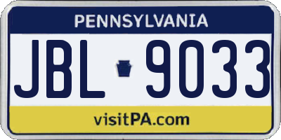 PA license plate JBL9033