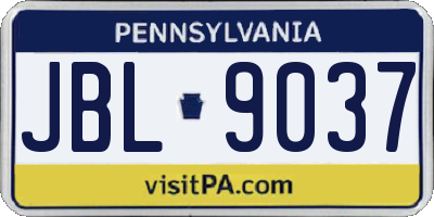 PA license plate JBL9037