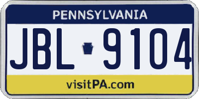 PA license plate JBL9104