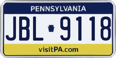 PA license plate JBL9118