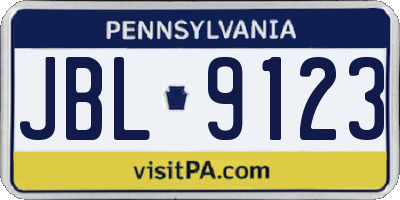 PA license plate JBL9123