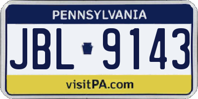 PA license plate JBL9143