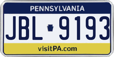 PA license plate JBL9193