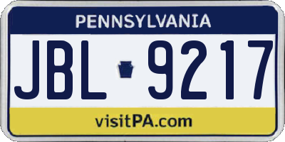 PA license plate JBL9217