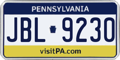 PA license plate JBL9230