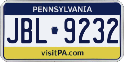 PA license plate JBL9232