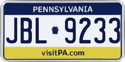 PA license plate JBL9233