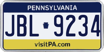 PA license plate JBL9234