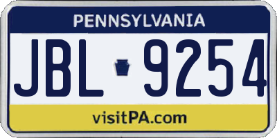 PA license plate JBL9254